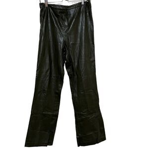 INC Vegan Leather olive green 12 (L) high waist Straight leg pants